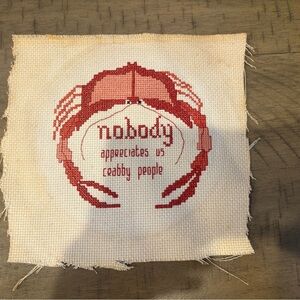 cross stitch crab beach theme handmade finished embroidery